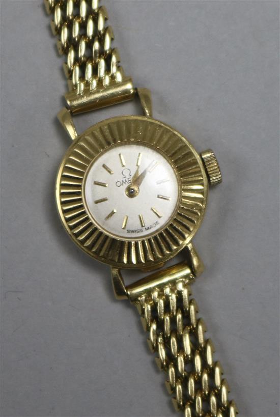 A ladys early 1950s 18ct Omega manual wind wrist watch,